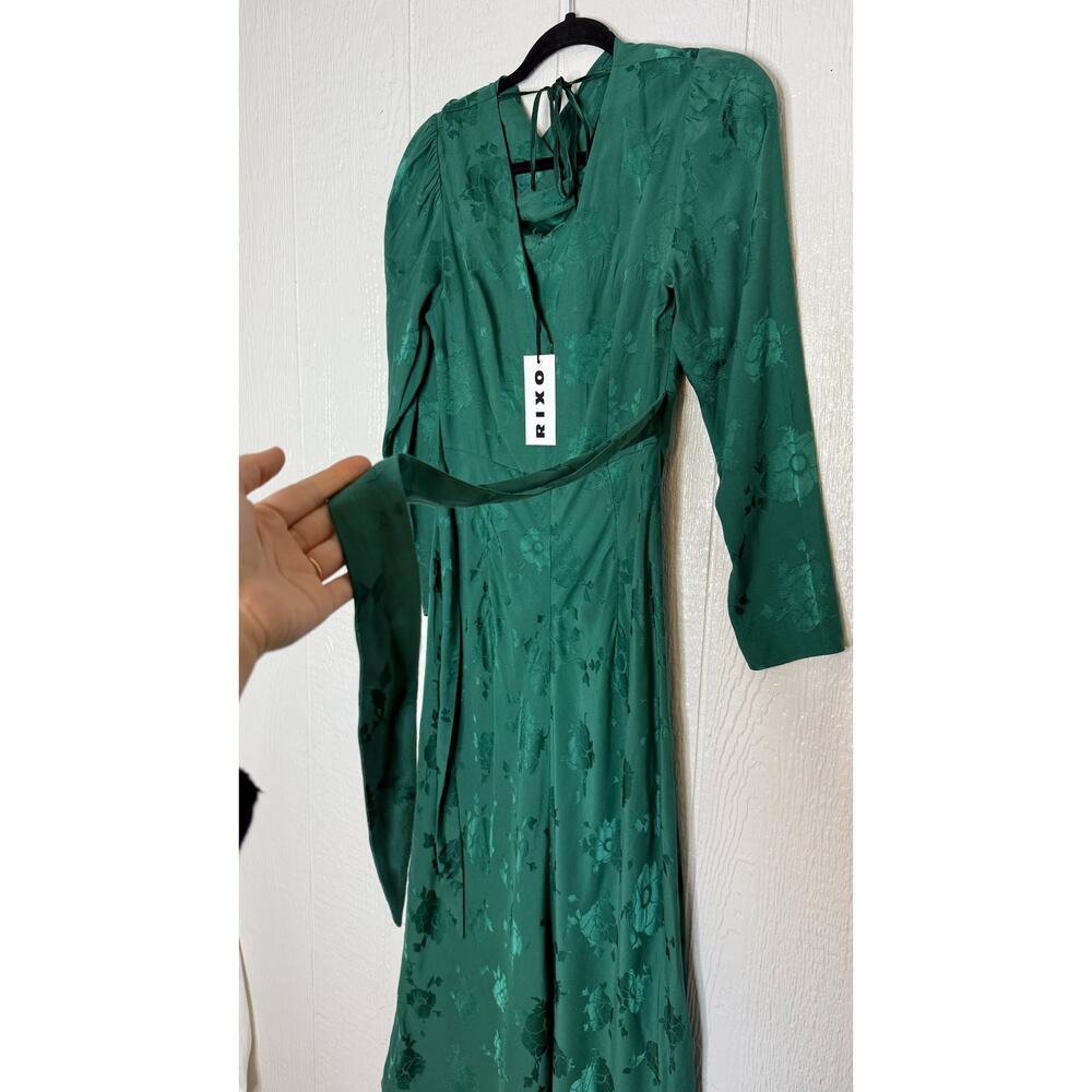 RIXO LONDON "Ginger" Green Floral Jacquard Crepe Maxi Dress NWT US XS - Picture 7 of 11